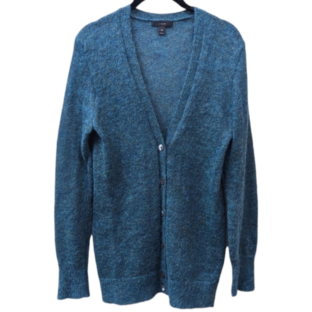J. Crew Ocean Heather Jade Mohair Blend Button Front Grandpa Cardigan (XS)